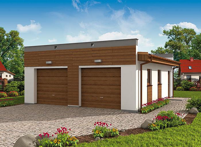 Projekt domu G1a2 garaż dwustanowiskowy z pomieszczeniem gospodarczym