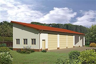 Projekt domu Murator GMC02a Budynek garażowo-magazynowy z wiatą garażowo-magazynową