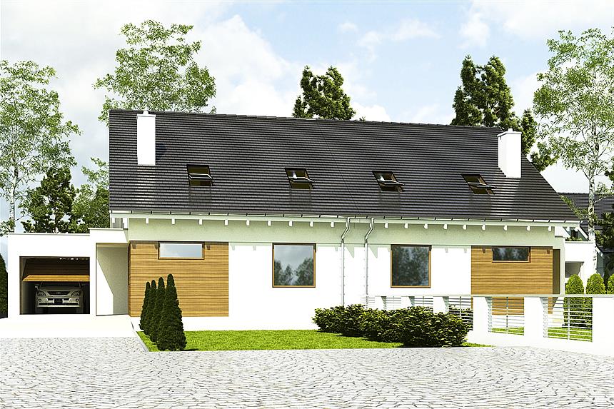 Projekt domu Głuszec z garażem 1-st. bliźniak [A-BL2]